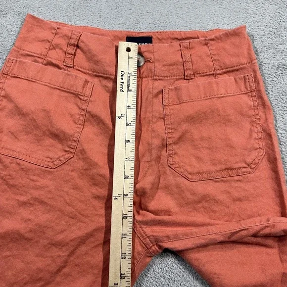 Maeve Pants Womens 27 The Colette Wide Leg Patch Pockets High Rise Cropped Linen - Picture 5 of 14